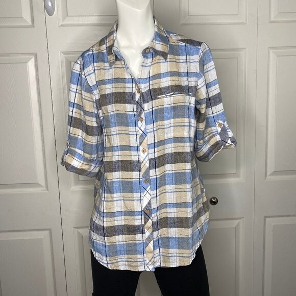FOXCROFT NYC Linen top Sz 8 EUC! - Picture 1 of 9